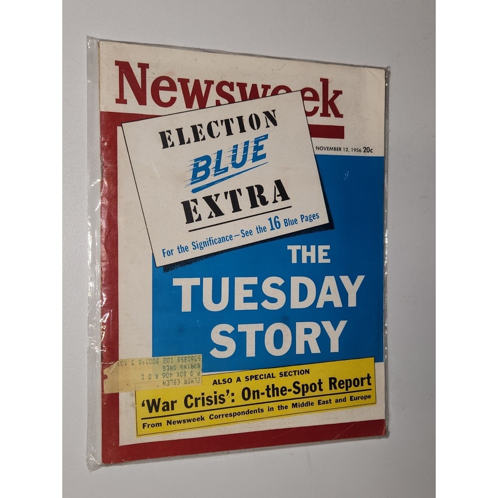 1956 NOVEMBER 12 NEWSWEEK MAGAZINE - DWIGHT D. EISENHOWER COVER‎ -WAR CRISIS